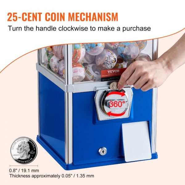 Food Display & Merchandising Equipment | 25″H Gumball Machine Vending Coin Bank Vintage Gumballs Dispenser PS Bule Blue Food Display & Merchandising Equipment Blue