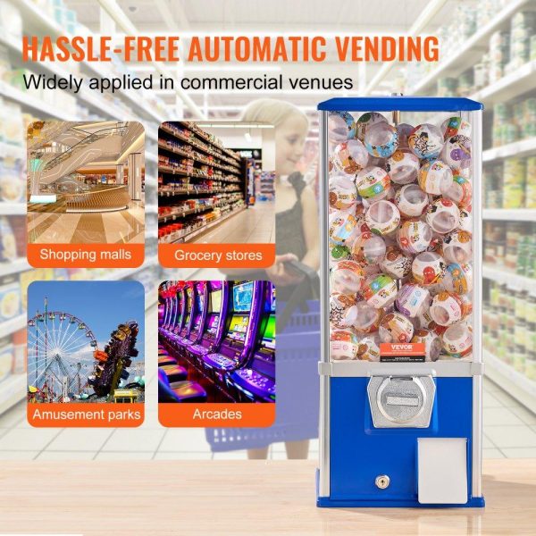 Food Display & Merchandising Equipment | 25″H Gumball Machine Vending Coin Bank Vintage Gumballs Dispenser PS Bule Blue Food Display & Merchandising Equipment Blue