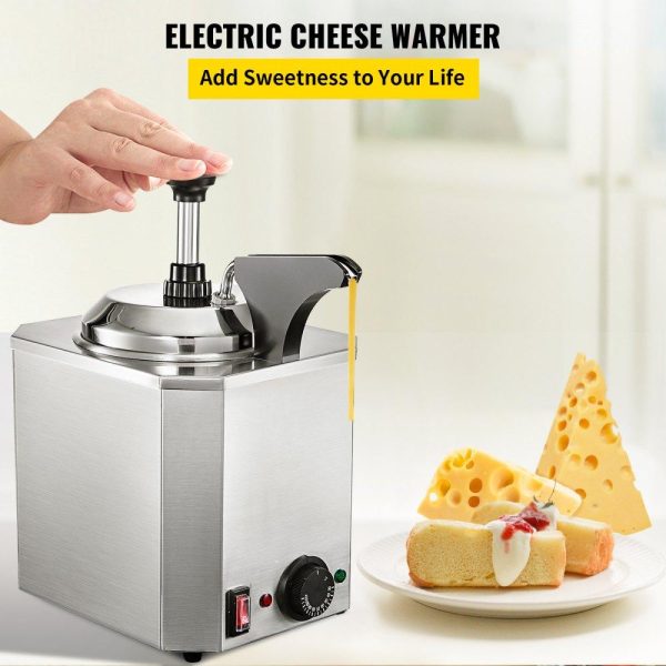 Food Display & Merchandising Equipment | Cheese Dispenser with Pump, 2.6 Qt Capacity Cheese Warmer, Stainless Steel Hot Fudge Warmer with Pump 650W Cheese Dispenser, 30-110℃ Temp Adjustable, for Hot Fudge Cheese Caramel Food Display & Merchandising Equipment Food Display & Merchandising Equipment