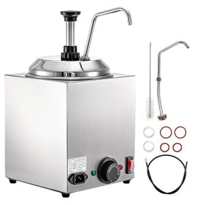 Food Display & Merchandising Equipment | Cheese Dispenser with Pump, 2.6Qt Capacity Nacho Cheese Warmer with Pump, 650W Hot Fudge Warmer, Stainless Steel Hot Cheese Dispenser for Hot Fudge Cheese Caramel Food Display & Merchandising Equipment Food Display & Merchandising Equipment