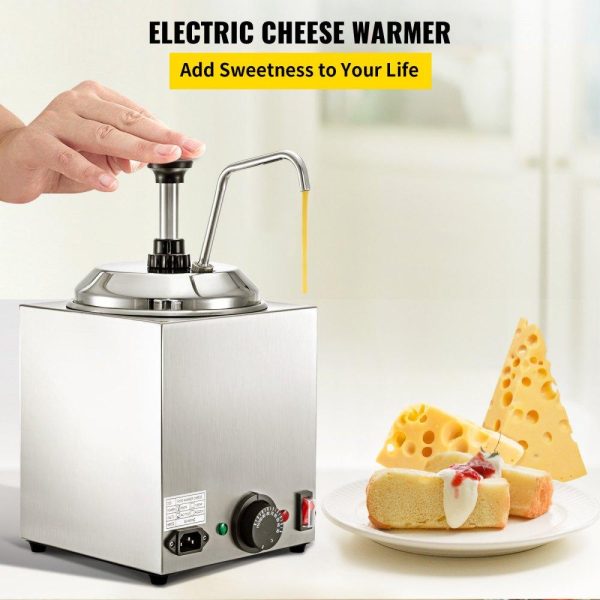 Food Display & Merchandising Equipment | Cheese Dispenser with Pump, 2.6Qt Capacity Nacho Cheese Warmer with Pump, 650W Hot Fudge Warmer, Stainless Steel Hot Cheese Dispenser for Hot Fudge Cheese Caramel Food Display & Merchandising Equipment Food Display & Merchandising Equipment