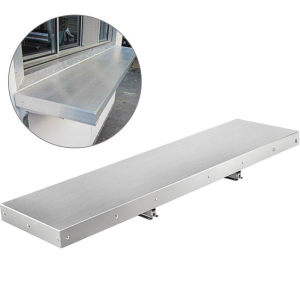 Food Display & Merchandising Equipment | Concession Shelf 48L x 12W Inch Stainless Steel Drop Down Folding Serving Food Shelf Stand Serving for Concession Trailer Serving Window Food Display & Merchandising Equipment Food Display & Merchandising Equipment