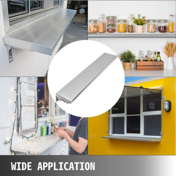 Food Display & Merchandising Equipment | Concession Shelf 70.8L x 11.4W Inch with Stainless Steel Frame and Surface Board for Food Trailer Serving Window Food Display & Merchandising Equipment Food Display & Merchandising Equipment