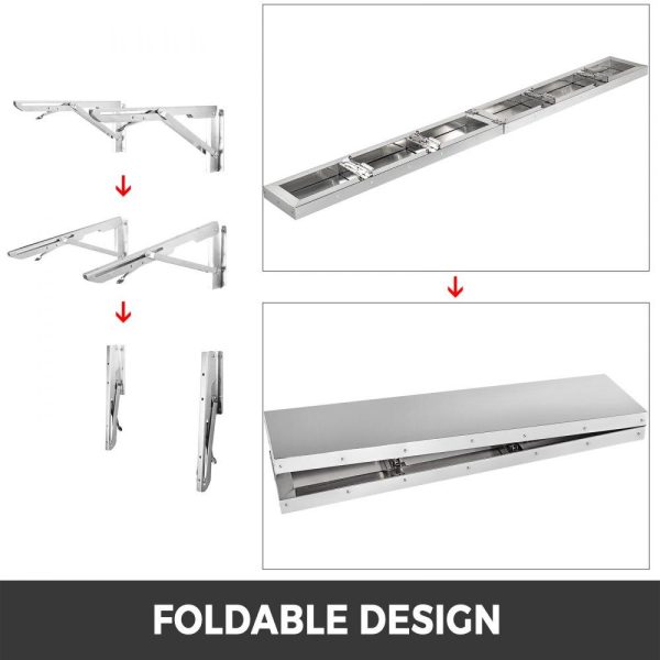 Food Display & Merchandising Equipment | Concession Shelf 96L x 12W Inch Stainless Steel Drop Down Folding Serving Food Shelf Stand Serving for Concession Trailer Serving Window Food Display & Merchandising Equipment Food Display & Merchandising Equipment