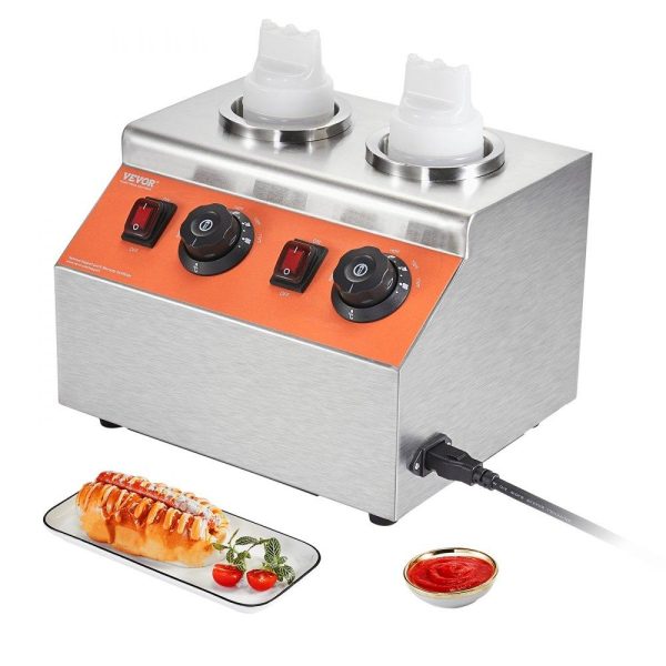 Food Display & Merchandising Equipment | Electric Bottle Warmer with Bottles, 0.57×2 Qt Commercial Cheese Dispenser, Hot Fudge Warmer 86-185℉ Temp Adjustable, Plastic Double Bottles Nacho Cheese Warmer, for Hot Fudge Cheese Caramel Food Display & Merchandising Equipment Food Display & Merchandising Equipment