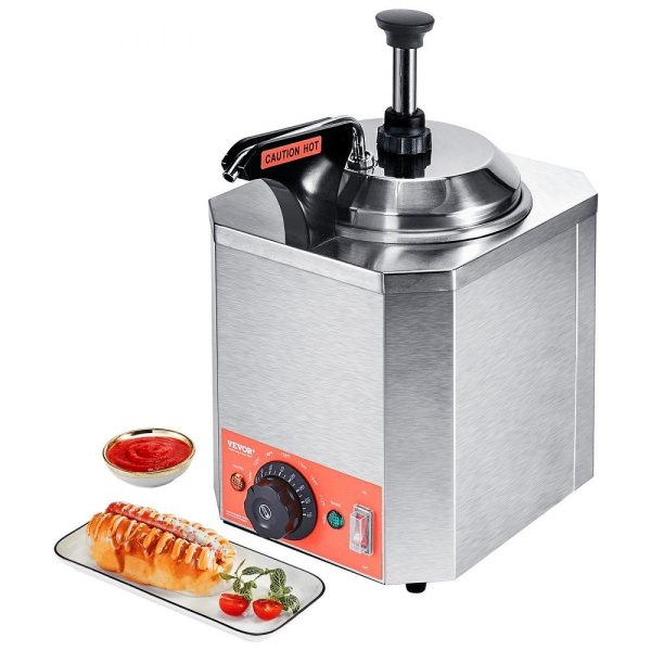 Food Display & Merchandising Equipment | Electric Cheese Dispenser with Pump, 2.3 Qt Commercial Hot Fudge Warmer, Stainless Steel Heated Pump Dispenser, 86-230℉ Temp Adjustable Nacho Cheese Sauce Warmer, for Hot Fudge Cheese Caramel Food Display & Merchandising Equipment Food Display & Merchandising Equipment