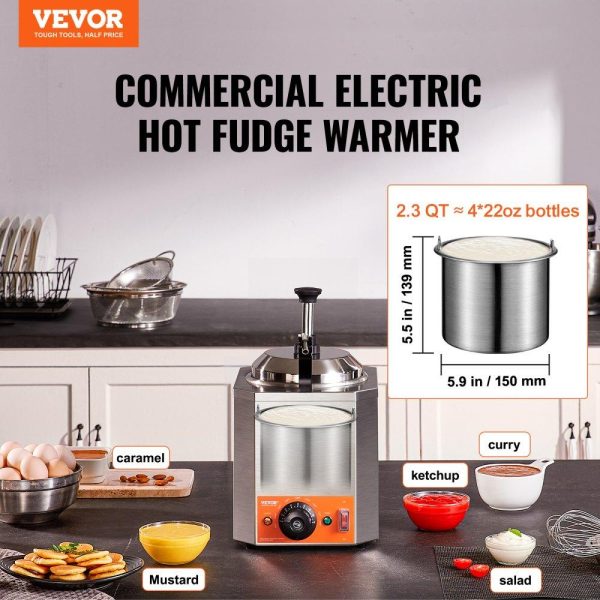 Food Display & Merchandising Equipment | Electric Cheese Dispenser with Pump, 2.3 Qt Commercial Hot Fudge Warmer, Stainless Steel Heated Pump Dispenser, 86-230℉ Temp Adjustable Nacho Cheese Sauce Warmer, for Hot Fudge Cheese Caramel Food Display & Merchandising Equipment Food Display & Merchandising Equipment