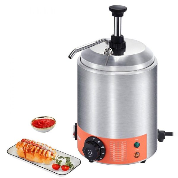 Food Display & Merchandising Equipment | Electric Cheese Dispenser with Pump, 2.3 Qt Commercial Hot Fudge Warmer, Stainless Steel Pump Dispenser, 86-230℉ Temp Adjustable Nacho Cheese Sauce Warmer, for Hot Fudge Cheese Caramel Food Display & Merchandising Equipment Food Display & Merchandising Equipment