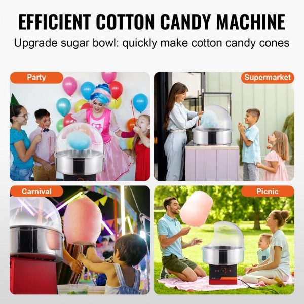 Food Display & Merchandising Equipment | Electric Cotton Candy Machine, 1000W Candy Floss Maker, Commercial Cotton Candy Machine with Cover, Stainless Steel Bowl, and Sugar Scoop, Perfect for Home Kids Birthday, Family Party (Red) Food Display & Merchandising Equipment Food Display & Merchandising Equipment