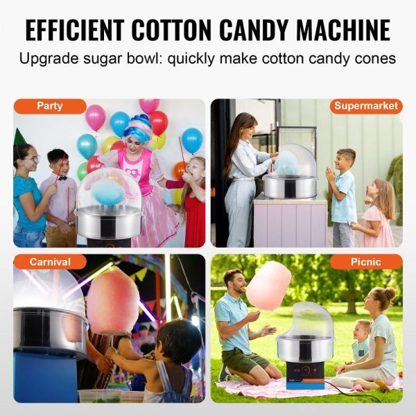 Food Display & Merchandising Equipment | Electric Cotton Candy Machine, 1000W Candy Floss Maker, Commercial Cotton Candy Machine with Cover, Stainless Steel Bowl, and Sugar Scoop, Perfect for Home Kids Birthday, Family Party (Blue) Food Display & Merchandising Equipment Food Display & Merchandising Equipment