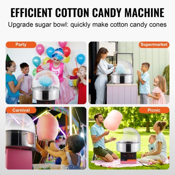 Food Display & Merchandising Equipment | Electric Cotton Candy Machine, 1000W Candy Floss Maker, Commercial Cotton Candy Machine with Cover, Stainless Steel Bowl, and Sugar Scoop, Perfect for Home Kids Birthday, Family Party (Pink) Food Display & Merchandising Equipment Food Display & Merchandising Equipment