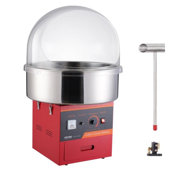 Food Display & Merchandising Equipment | Electric Cotton Candy Machine, 1000W Candy Floss Maker, Commercial Cotton Candy Machine with Cover, Stainless Steel Bowl, Sugar Scoop, Drawer, Perfect for Home Kids Birthday, Family Party, Red Food Display & Merchandising Equipment Food Display & Merchandising Equipment