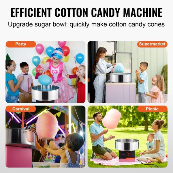 Food Display & Merchandising Equipment | Electric Cotton Candy Machine, 1000W Candy Floss Maker, Commercial Cotton Candy Machine with Stainless Steel Bowl, and Sugar Scoop, Perfect for Home Kids Birthday, Family Party (Pink) Pink Food Display & Merchandising Equipment Food Display & Merchandising Equipment