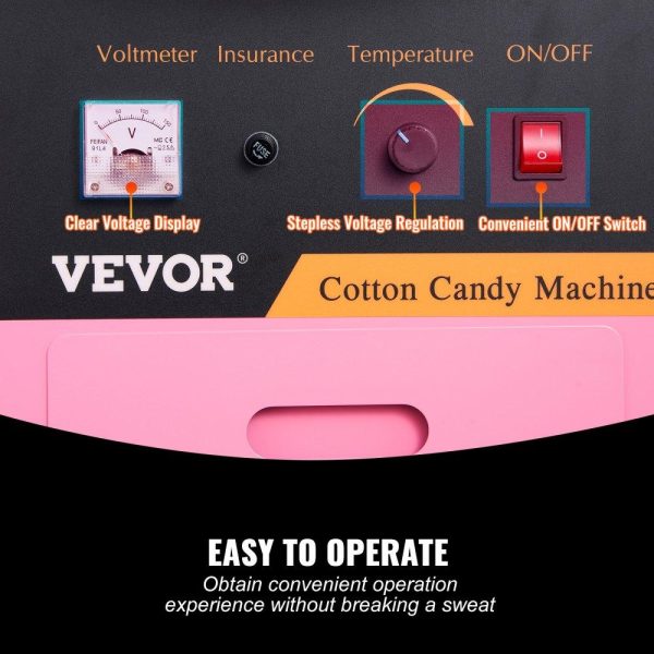 Food Display & Merchandising Equipment | Electric Cotton Candy Machine, 1000W Candy Floss Maker, Commercial Cotton Candy Machine with Stainless Steel Bowl, Sugar Scoop, and Cover, Perfect for Home Kids Birthday, Family Party Pink Food Display & Merchandising Equipment Food Display & Merchandising Equipment