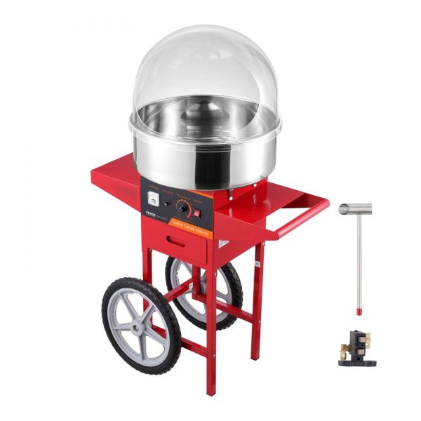 Food Display & Merchandising Equipment | Electric Cotton Candy Machine with Cart, 1000W Commercial Candy Floss Maker with Cover, Stainless Steel Bowl, Sugar Scoop and Drawer, Perfect for Home, Kids Birthday, Family Party, Red Food Display & Merchandising Equipment Food Display & Merchandising Equipment