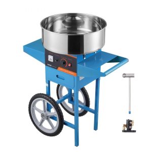 Food Display & Merchandising Equipment | Electric Cotton Candy Machine with Cart, 1000W Commercial Candy Floss Maker with Stainless Steel Bowl, Sugar Scoop and Drawer, Perfect for Home, Kids Birthday, Family Party, Blue Blue Food Display & Merchandising Equipment Blue