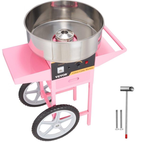 Food Display & Merchandising Equipment | Electric Cotton Candy Machine with Cart, 1000W Commercial Floss Maker with Stainless Steel Bowl, Sugar Scoop and Drawer, Perfect for Home, Kids Birthday, Family Party, Pink Pink Food Display & Merchandising Equipment Food Display & Merchandising Equipment