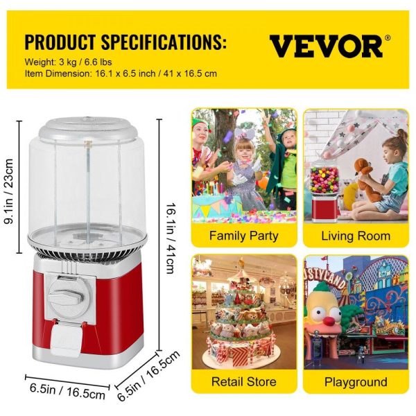 Food Display & Merchandising Equipment | Gumball Machine, 1-inch Candy Vending Machine, Commercial Gumball Vending Machine with Adjustable Candy Outlet Size, Metal Gumball Dispenser Machine for Home, Gaming Stores Food Display & Merchandising Equipment Food Display & Merchandising Equipment