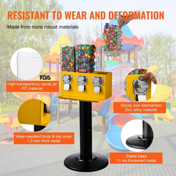 Food Display & Merchandising Equipment | Gumball Machine Vending Coin Bank Vintage Candy Dispenser Stand Yellow Yellow Restaurant & Food Service Food Display & Merchandising Equipment