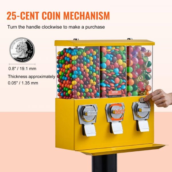 Food Display & Merchandising Equipment | Gumball Machine Vending Coin Bank Vintage Candy Dispenser Stand Yellow Yellow Restaurant & Food Service Food Display & Merchandising Equipment