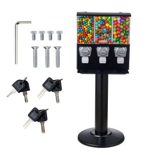 Food Display & Merchandising Equipment | Gumball Machine with Stand Vending Coin Bank Vintage Candy Dispenser Black Black Food Display & Merchandising Equipment Black