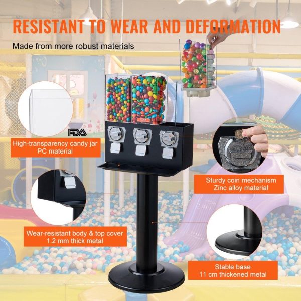 Food Display & Merchandising Equipment | Gumball Machine with Stand Vending Coin Bank Vintage Candy Dispenser Black Black Food Display & Merchandising Equipment Black