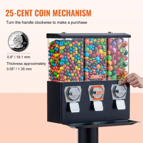 Food Display & Merchandising Equipment | Gumball Machine with Stand Vending Coin Bank Vintage Candy Dispenser Black Black Food Display & Merchandising Equipment Black