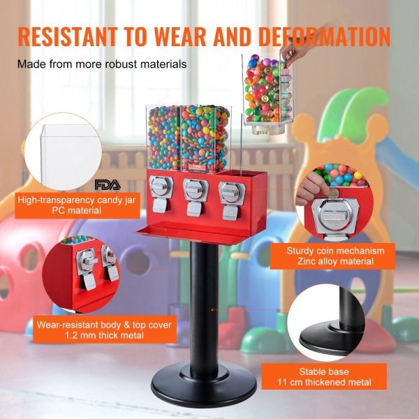 Food Display & Merchandising Equipment | Gumball Machine with Stand Vending Coin Bank Vintage Candy Dispenser Red Red Food Display & Merchandising Equipment Food Display & Merchandising Equipment