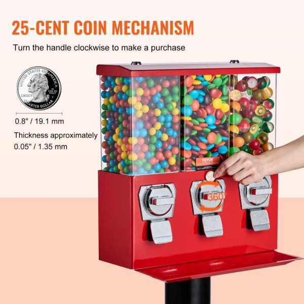 Food Display & Merchandising Equipment | Gumball Machine with Stand Vending Coin Bank Vintage Candy Dispenser Red Red Food Display & Merchandising Equipment Food Display & Merchandising Equipment