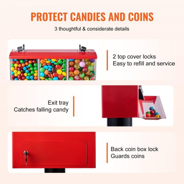 Food Display & Merchandising Equipment | Gumball Machine with Stand Vending Coin Bank Vintage Candy Dispenser Red Red Food Display & Merchandising Equipment Food Display & Merchandising Equipment