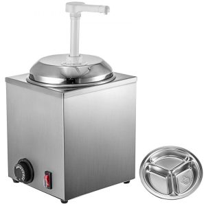 Food Display & Merchandising Equipment | Hot Fudge Warmer with Pump, 2.6 Qt Hot Fudge Dispenser, 650 W Cheese Warmer Dispenser, Stainless Steel Hot Cheese Dispenser, Single Head Cheese Dispenser Machine for Hot Fudge Cheese Caramel Food Display & Merchandising Equipment Food Display & Merchandising Equipment