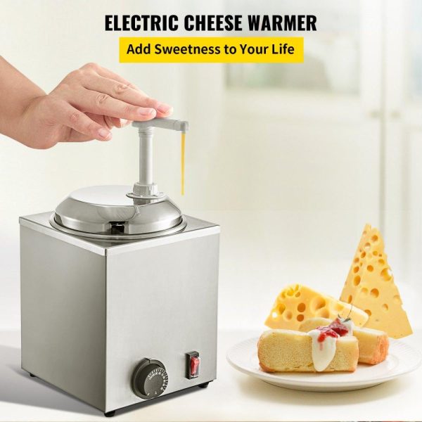 Food Display & Merchandising Equipment | Hot Fudge Warmer with Pump, 2.6 Qt Hot Fudge Dispenser, 650 W Cheese Warmer Dispenser, Stainless Steel Hot Cheese Dispenser, Single Head Cheese Dispenser Machine for Hot Fudge Cheese Caramel Food Display & Merchandising Equipment Food Display & Merchandising Equipment