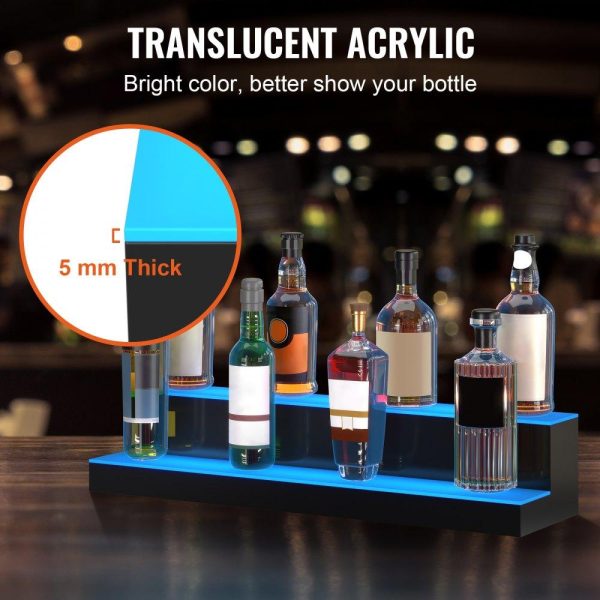 Food Display & Merchandising Equipment | LED Lighted Liquor Bottle Display, 2 Tiers 30 Inches, Illuminated Home Bar Shelf with RF Remote & App Control 7 Static Colors 1-4 H Timing, Acrylic Drinks Lighting Shelf for Holding 16 Bottles Food Display & Merchandising Equipment Food Display & Merchandising Equipment