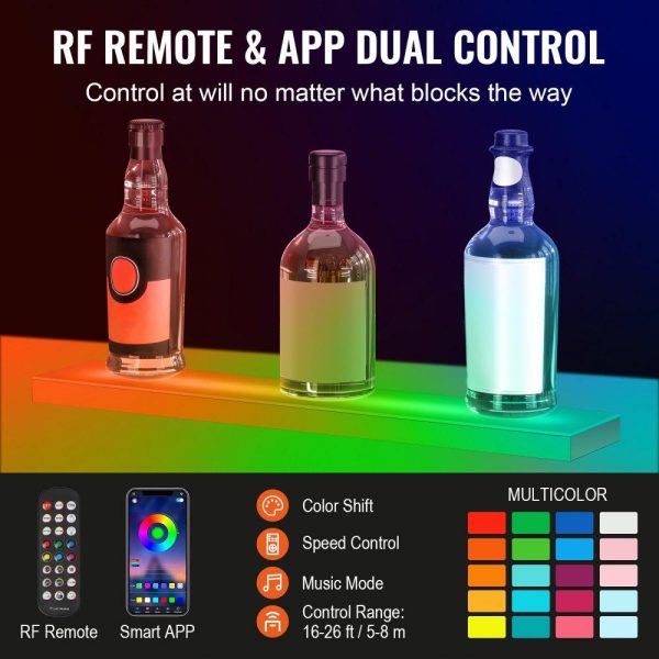 Food Display & Merchandising Equipment | LED Lighted Liquor Bottle Display Bar Shelf RF & App Control 24″ 1-Step Food Display & Merchandising Equipment Food Display & Merchandising Equipment