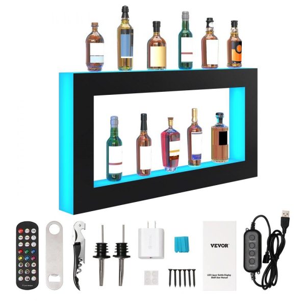 Food Display & Merchandising Equipment | LED Lighted Liquor Bottle Display Bar Shelf RF & App Control 48″ Square Food Display & Merchandising Equipment Food Display & Merchandising Equipment