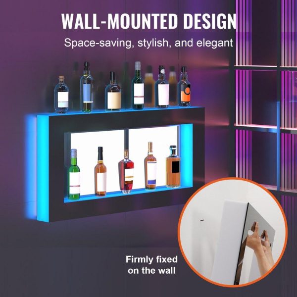 Food Display & Merchandising Equipment | LED Lighted Liquor Bottle Display Bar Shelf RF & App Control 48″ Square Food Display & Merchandising Equipment Food Display & Merchandising Equipment