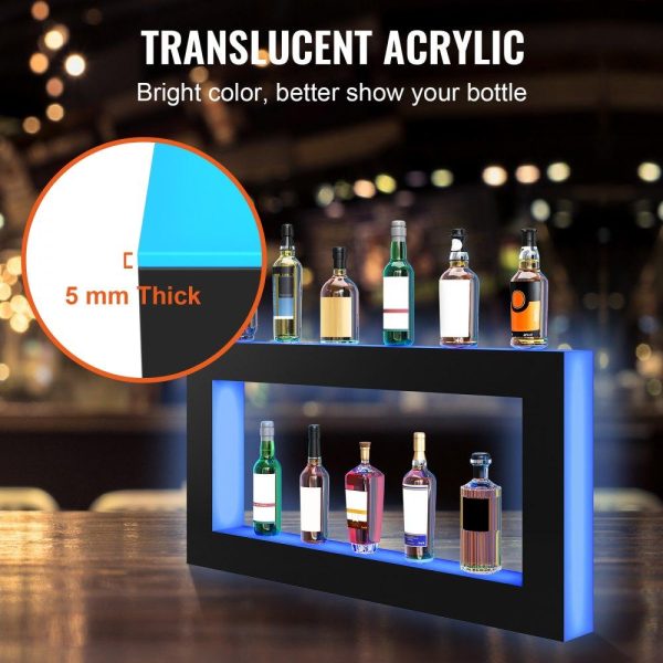 Food Display & Merchandising Equipment | LED Lighted Liquor Bottle Display Bar Shelf RF & App Control 48″ Square Food Display & Merchandising Equipment Food Display & Merchandising Equipment