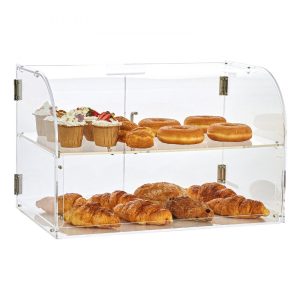 Food Display & Merchandising Equipment | Pastry Display Case, 2-Tier Commercial Countertop Bakery Display Case, Acrylic Display Box with Rear Door Access & Removable Shelves, Keep Fresh for Donut Bagels Cake Cookie, 22″x14″x14″ Food Display & Merchandising Equipment Food Display & Merchandising Equipment