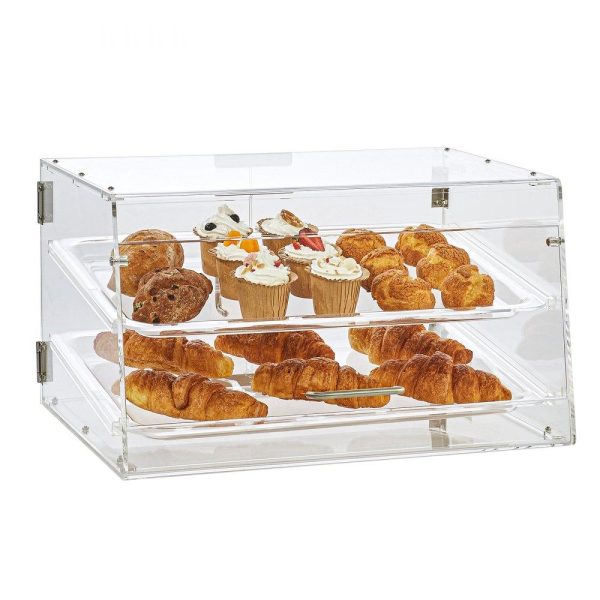 Food Display & Merchandising Equipment | Pastry Display Case, 2-Tier Commercial Countertop Bakery Display Case, Acrylic Display Box with Rear Door Access & Removable Shelves, Keep Fresh for Donut Bagels Cake Cookie, 20.7″x13.2″x11.9″ Food Display & Merchandising Equipment Food Display & Merchandising Equipment