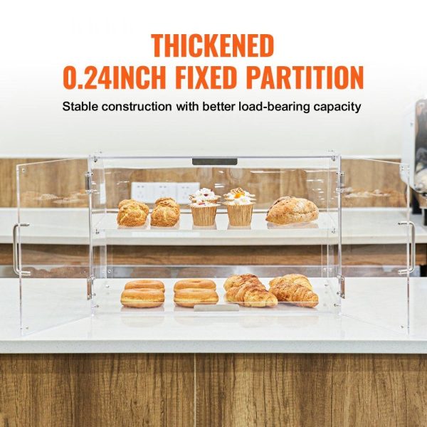 Food Display & Merchandising Equipment | Pastry Display Case, 2-Tier Commercial Countertop Bakery Display Case, Acrylic Display Box with Rear Door Access & Removable Shelves, Keep Fresh for Donut Bagels Cake Cookie, 22″x14″x14″ Food Display & Merchandising Equipment Food Display & Merchandising Equipment