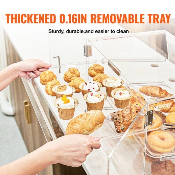 Food Display & Merchandising Equipment | Pastry Display Case, 2-Tier Commercial Countertop Bakery Display Case, Acrylic Display Box with Rear Door Access & Removable Shelves, Keep Fresh for Donut Bagels Cake Cookie, 20.7″x13.2″x11.9″ Food Display & Merchandising Equipment Food Display & Merchandising Equipment