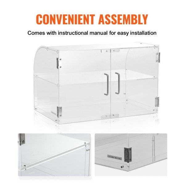 Food Display & Merchandising Equipment | Pastry Display Case, 2-Tier Commercial Countertop Bakery Display Case, Acrylic Display Box with Rear Door Access & Removable Shelves, Keep Fresh for Donut Bagels Cake Cookie, 22″x14″x14″ Food Display & Merchandising Equipment Food Display & Merchandising Equipment