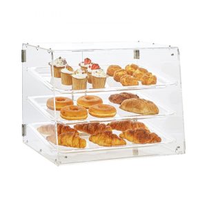 Food Display & Merchandising Equipment | Pastry Display Case, 3-Tier Commercial Countertop Bakery Display Case, Acrylic Display Box with Rear Door Access & Removable Shelves, Keep Fresh for Donut Bagels Cake Cookie, 20.7″x14.2″x16.3″ Food Display & Merchandising Equipment Food Display & Merchandising Equipment