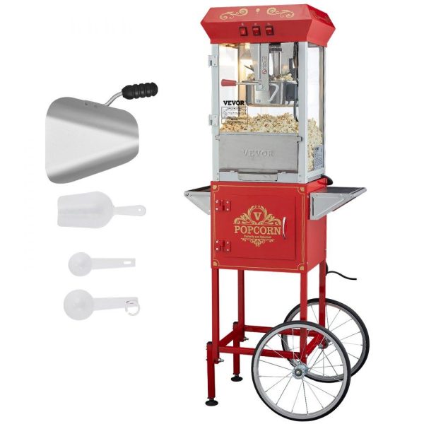 Food Display & Merchandising Equipment | Popcorn Popper Machine 8 Oz Popcorn Maker with Cart 850W 48 Cups Red Food Display & Merchandising Equipment Food Display & Merchandising Equipment