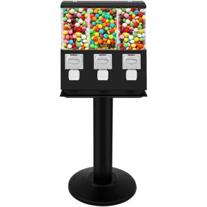 Food Display & Merchandising Equipment | Triple Head Candy Vending Machine, 1-inch Gumball Vending Machine, Commercial Gumball Vending Machine with Stand and Adjustable Candy Outlet Size, Candy Vending Machine for Home, Gaming Stores Black Food Display & Merchandising Equipment Black