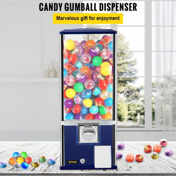 Food Display & Merchandising Equipment | Vending Machine, 25.2″ Height Candy Gumball Machine, Huge Load Capacity Gumball Bank, Candy Vending Machine for 1.8″-2.2″ Gadgets, Perfect for Game Stores and Retail Stores Vintage Style Blue Food Display & Merchandising Equipment Food Display & Merchandising Equipment