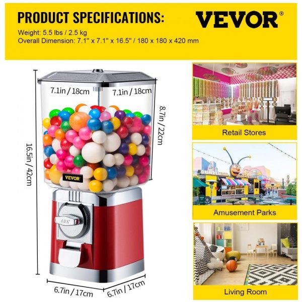 Food Display & Merchandising Equipment | Vending Machine, Classic Gumball Bank, Huge Load Capacity Candy Gumball Machine, Mini Vending Machines, Gumball Dispenser Machine for Kids, Perfect for Birthdays, Christmas and Kiddie Parties Food Display & Merchandising Equipment Food Display & Merchandising Equipment