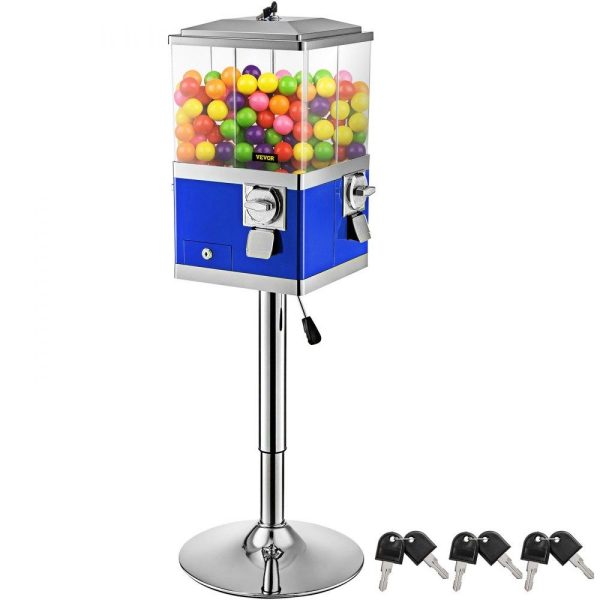 Food Display & Merchandising Equipment | Vending Machine with Stand, Blue Quarter Candy Dispenser, Rotatable Four Compartments Square Candy Vending Machine, PC & Iron Large Gumball Bank Adjustable Dispenser Wheels for 1 inch Gumballs Food Display & Merchandising Equipment Food Display & Merchandising Equipment