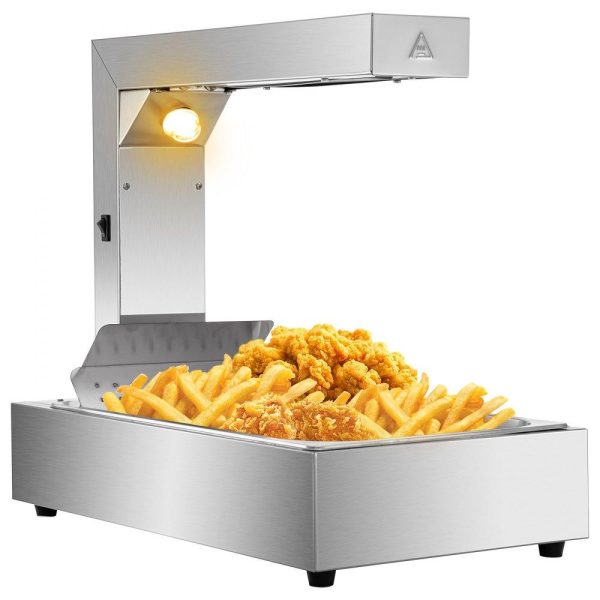 Food Holding & Warming Equipment | 110V French Fry Food Warmer 23″ x 13.5″, 900W Fry Heat Lamp with Detachable Bent Drain Board Drip Pan, Stainless Steel Food Heat Light 86℉-185℉, Free Standing Fried Chicken Warmer With Light Food Holding & Warming Equipment Food Holding & Warming Equipment