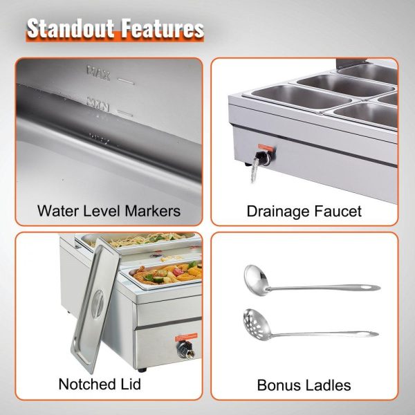 Food Holding & Warming Equipment | 12-Pan Commercial Food Warmer, 12 x 8QT Electric Steam Table with Tempered Glass Cover, 1800W Countertop Stainless Steel Buffet Bain Marie 86-185°F Temp Control for Catering, Restaurant, Silver Food Holding & Warming Equipment Food Holding & Warming Equipment